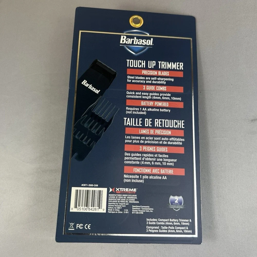 Barbasol Touch Up Beard Hair Trimmer w/ 3 Guide Combs Compact Electric New